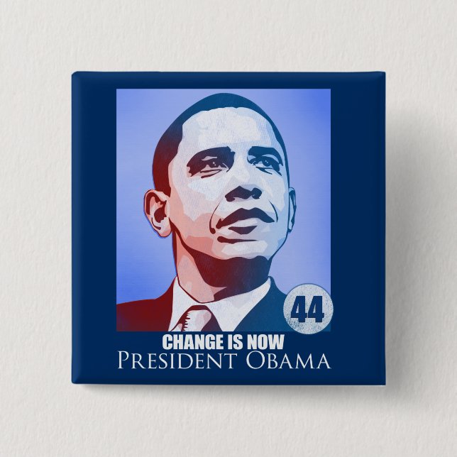 Macaron Carré 5 Cm Le Président Obama, changement est maintenant (Devant)
