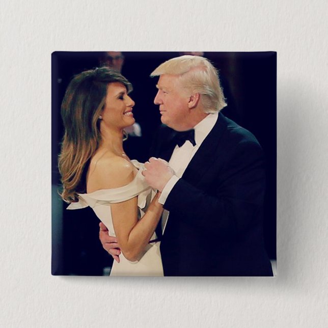 Macaron Carré 5 Cm Le président Trump et Melania Dancing (Devant)