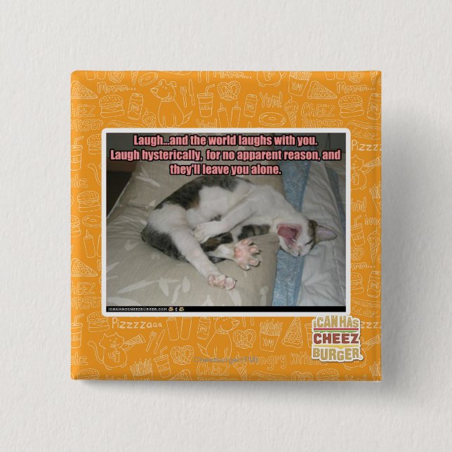 Macaron Carré 5 Cm Le rire et le monde rit avec vous (Devant)