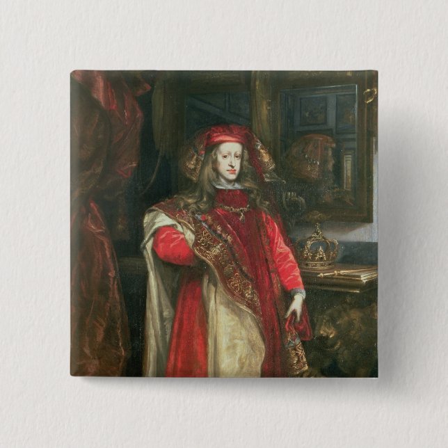 Macaron Carré 5 Cm Le Roi Charles II de l'Espagne (Devant)