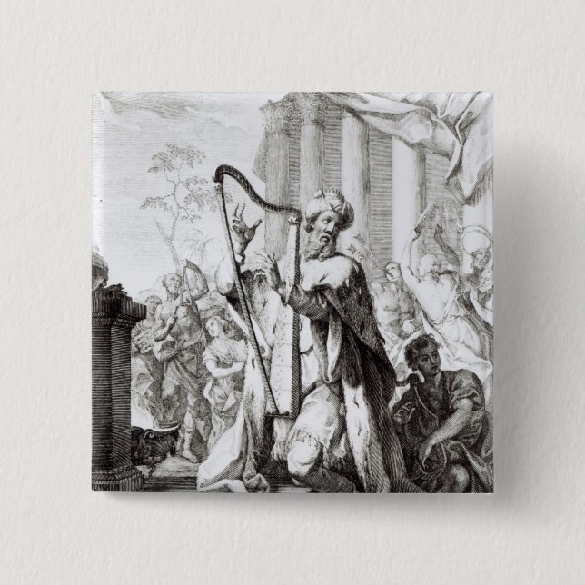 Macaron Carré 5 Cm Le Roi David Playing la lyre (Devant)