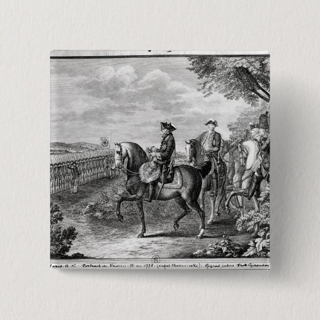 Macaron Carré 5 Cm Le Roi Frederick II de la Prusse passant en revue (Devant)