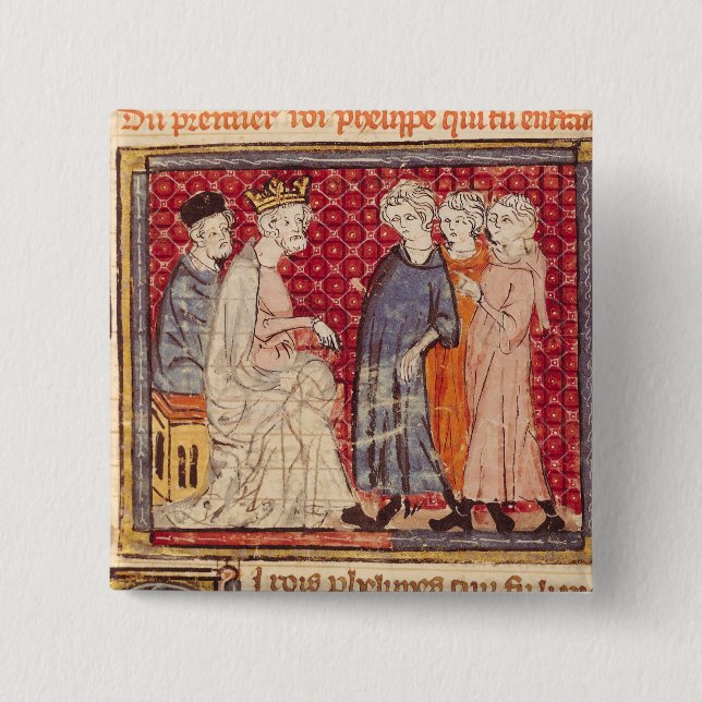 Macaron Carré 5 Cm Le Roi Philippe I, Grandes Chroniques De France (Devant)