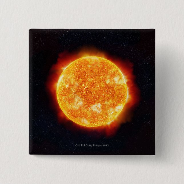 Macaron Carré 5 Cm Le Soleil montrant des éruptions solaires contre u (Devant)