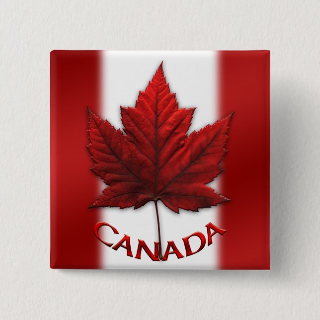 Macaron Carré 5 Cm Le souvenir du Canada boutonne le Pin de feuille (Devant)