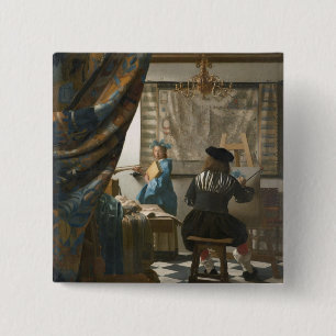Macaron Carré 5 Cm Le studio de l'artiste, c.1665-66 (huile sur la