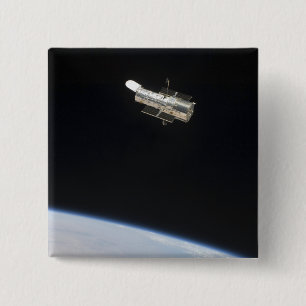 Macaron Carré 5 Cm Le télescope spatial de Hubble en orbite au-dessu