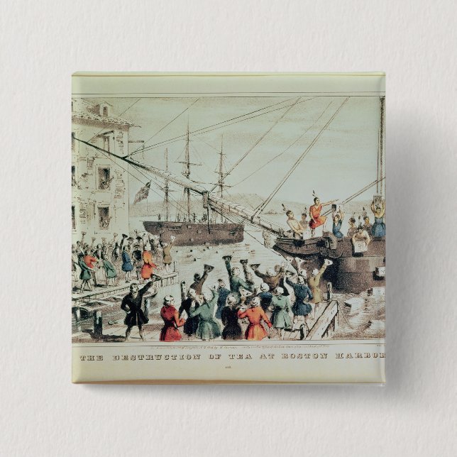 Macaron Carré 5 Cm Le thé de Boston, 1846 (Devant)