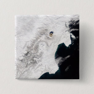 Macaron Carré 5 Cm Le volcan de Shiveluch dans le Kamtchatka Krai,