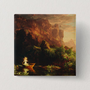 Macaron Carré 5 Cm Le Voyage de la vie Enfance par Thomas Cole
