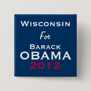 Macaron Carré 5 Cm Le WISCONSIN pour le bouton de campagne d'OBAMA