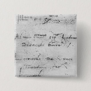 Macaron Carré 5 Cm L'écriture de Leonardo da Vinci