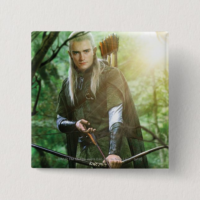 Macaron Carré 5 Cm LEGOLAS GREENLEAF™ avec arc (Devant)