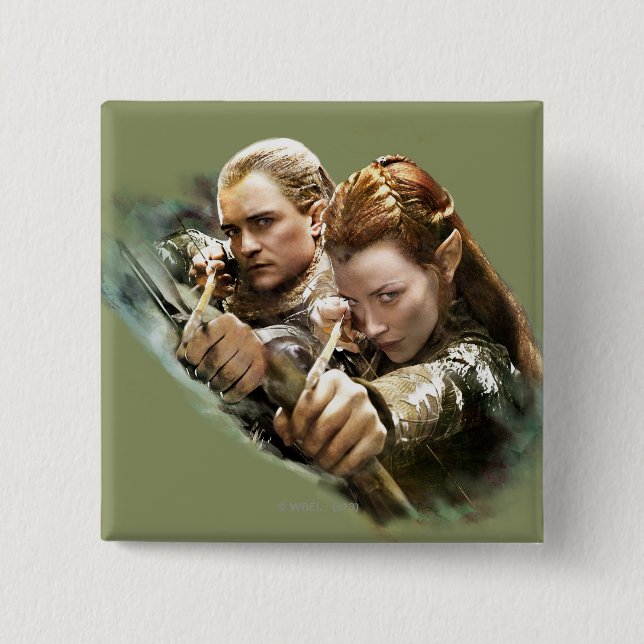 Macaron Carré 5 Cm LEGOLAS GREENLEAF™ et TAURIEL™ Graphic (Devant)