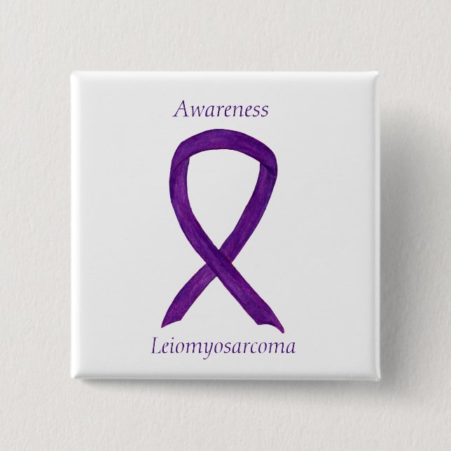 Macaron Carré 5 Cm Leiomyosarcoma Purple Award Ruban Personnalisé Épi (Devant)