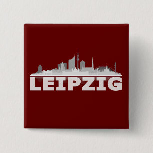 Macaron Carré 5 Cm Leipzig City Skyline - Button / Contagier / Pin