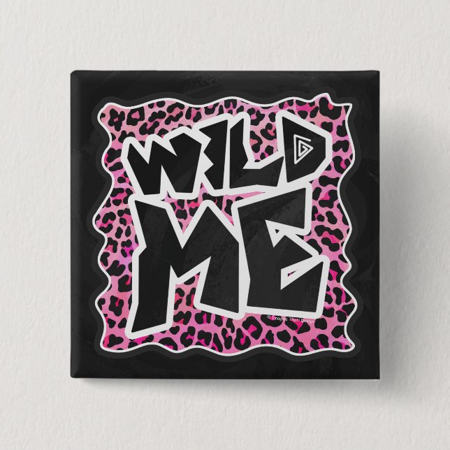 Macaron Carré 5 Cm Leopard Wild Me Noir et rose chaud (Devant)
