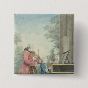 Macaron Carré 5 Cm Leopold Mozart et ses enfants Wolfgang