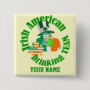 Macaron Carré 5 Cm L'équipe irlandaise américaine de boisson, St Patr