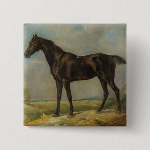 Macaron Carré 5 Cm L'Équitation-Cheval noir de l'agent de police de