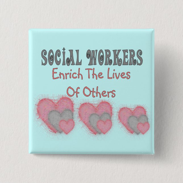 Macaron Carré 5 Cm Les cadeaux d'assistant social "enrichissent les (Devant)
