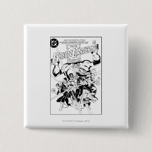 Macaron Carré 5 Cm Les corps verts de lanterne, noirs et blancs