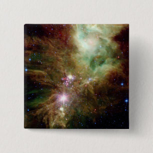 Macaron Carré 5 Cm Les étoiles nouveau-nées dans la grappe d'arbres d