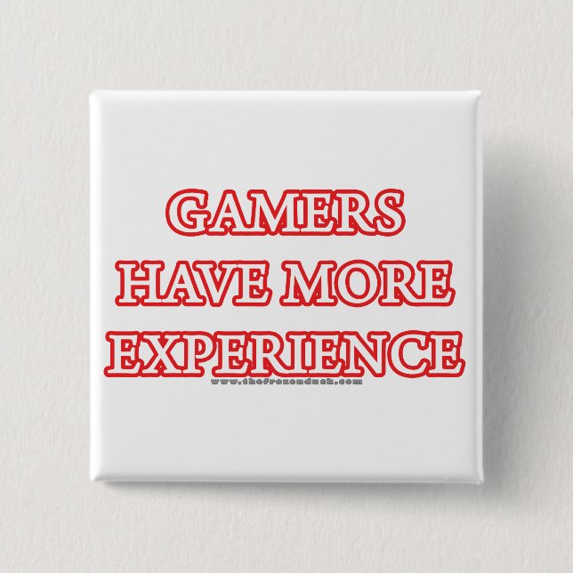 Macaron Carré 5 Cm Les Gamers ont plus d'expérience (Devant)