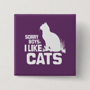 MACARON CARRÉ 5 CM LES GARÇONS DÉSOLÉS J'AIME DES CHATS - BLANC -
