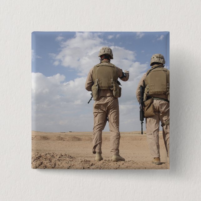 Macaron Carré 5 Cm Les marines cherchent l'horizon de l'activité insu (Devant)