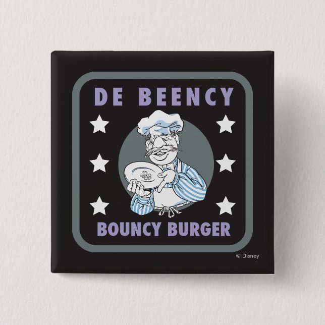 Macaron Carré 5 Cm Les Muppets | Logo De Beency Bouncy Burger (Devant)