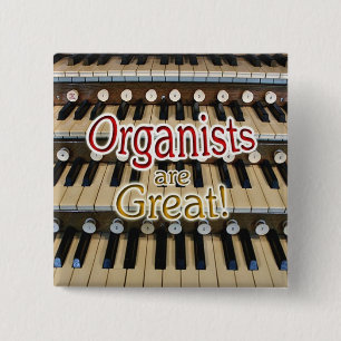 Macaron Carré 5 Cm Les "organistes sont grand" bouton