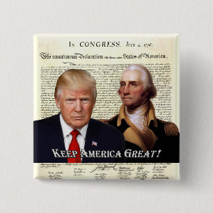 Macaron Carré 5 Cm Les présidents Trump et Washington - Gardez l'Amér