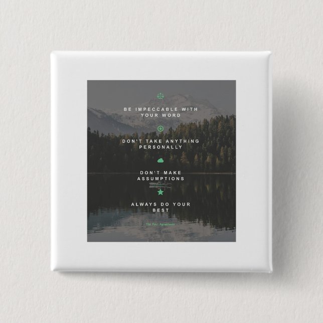 Macaron Carré 5 Cm Les Quatre Agreements (Devant)