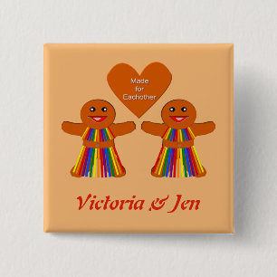 Macaron Carré 5 Cm Lesbienne Noël pain d'épices Dames Couple Personna