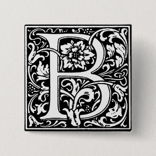 Macaron Carré 5 Cm Lettre alphabet de style Renaissance B - Pin