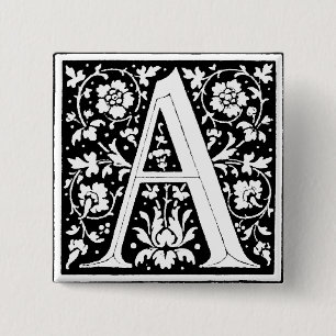 Macaron Carré 5 Cm Lettre alphabet Renaissance A - Pinceau