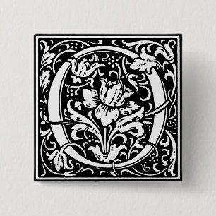 Macaron Carré 5 Cm Lettre alphabet style Renaissance O - Épingle