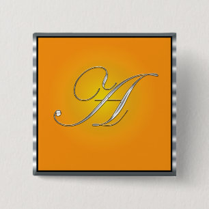 MACARON CARRÉ 5 CM LETTRE INITIALE EN ARGENT A