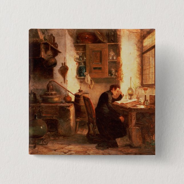 Macaron Carré 5 Cm L'étudiant de la chimie et de la pharmacie (Devant)