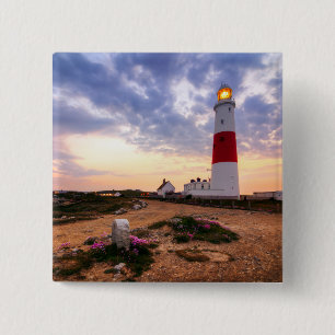 Macaron Carré 5 Cm Lever de soleil d'or au phare de Portland Bill