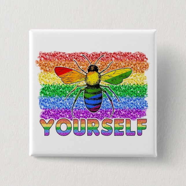 Macaron Carré 5 Cm LGBT Soyez vous-même (Devant)