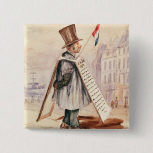 Macaron Carré 5 Cm L'homme de panneau publicitaire porté par un