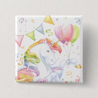 Macaron Carré 5 Cm Licorne d'anniversaire
