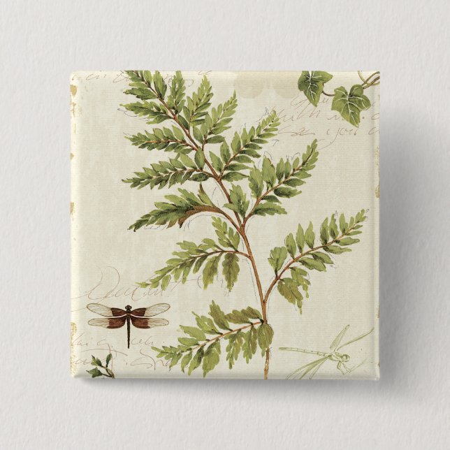 Macaron Carré 5 Cm Lierres et fougères (Devant)