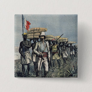 Macaron Carré 5 Cm Lieutenant Mizon sur sa mission 1892