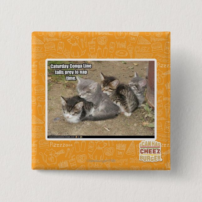 Macaron Carré 5 Cm Ligne de Conga de Caturday (Devant)