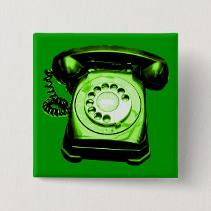 Macaron Carré 5 Cm Ligne téléphonique verte