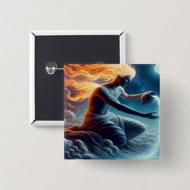 Macaron Carré 5 Cm Like Fine Wine Fire Button (Devant & derrière)