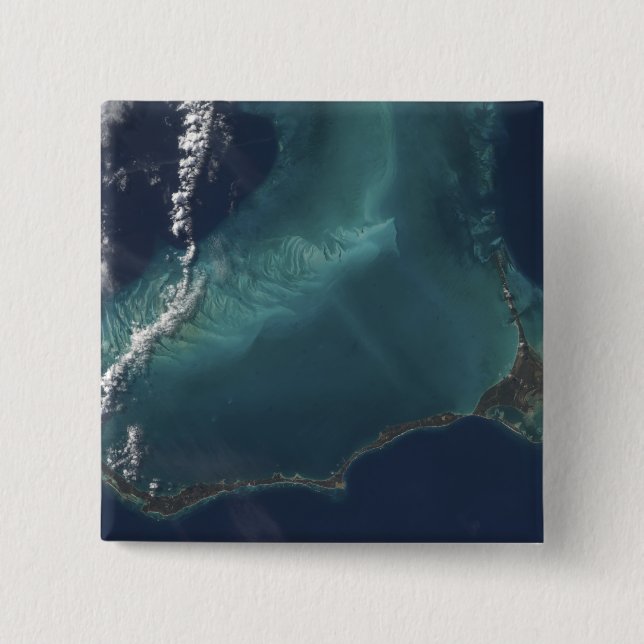 Macaron Carré 5 Cm L'île longue et étroite d'Eleuthra aux Bahamas (Devant)